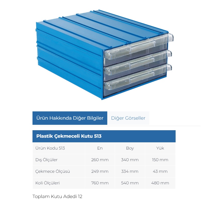 PLASTİK ÇEKMECE SET 513 MAVİ ŞEFFAF (12pcs)